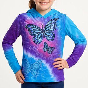 Wasabi & Ginger Pullover Hoodie Butterflies Design Multicolor XL 14-16